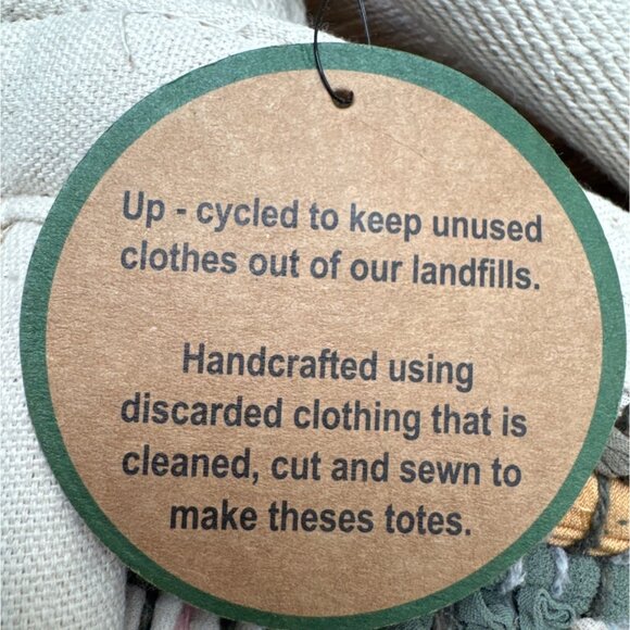 Studio Mabelle Upcycled Tote Bag Multicolor 17"x17"x7" Eco-Friendly Durable Hand - Picture 5 of 7